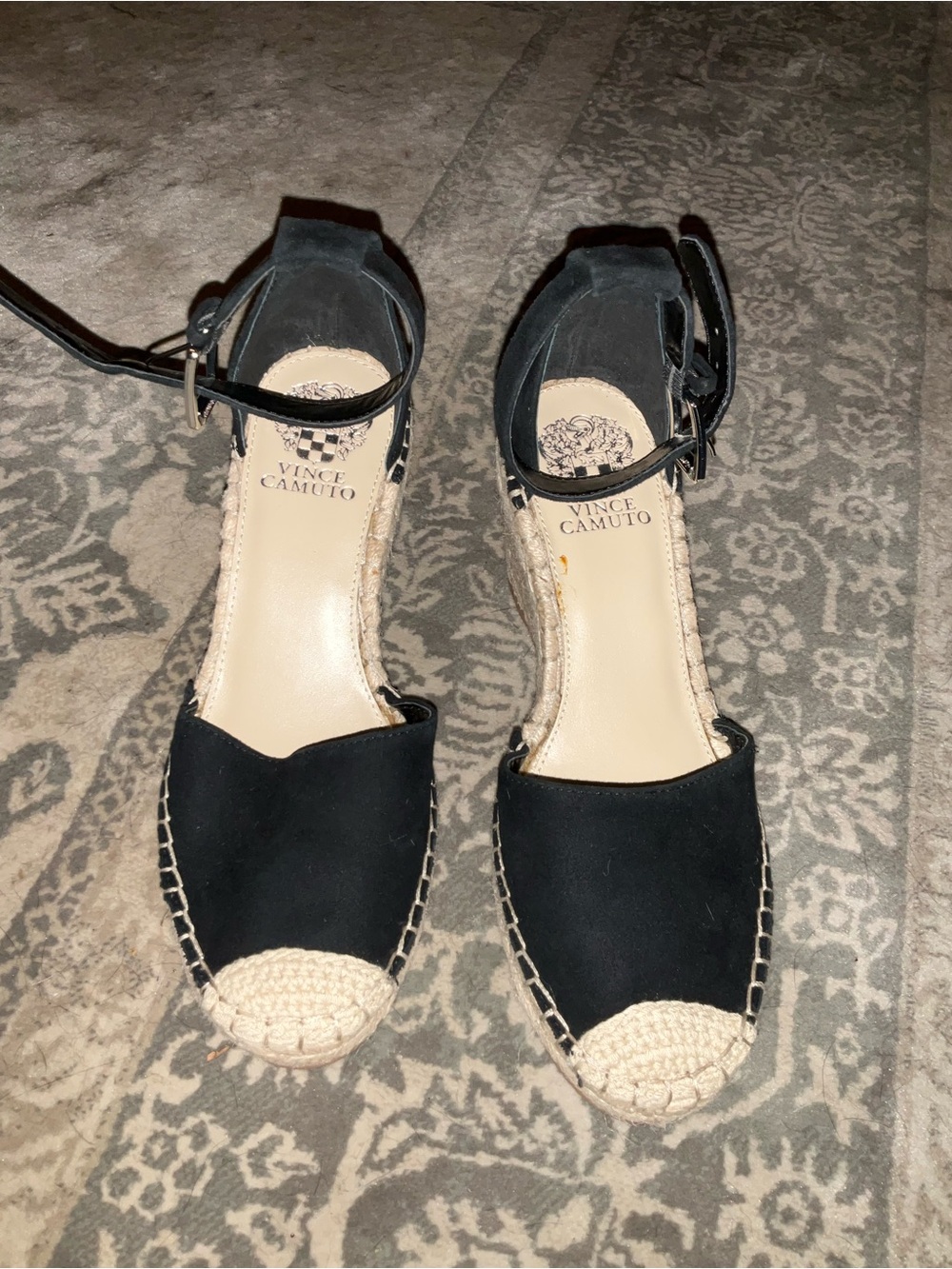 Vince Camuto Black Espadrille Ankle-Strap Sandals